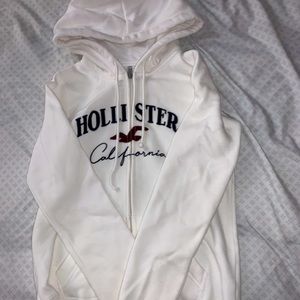 hollister white zip-up